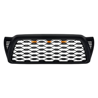 Front Mesh Grille W/ Amber Lights - Matte Black For 2005-2011 Toyota Tacoma | Amoffroad