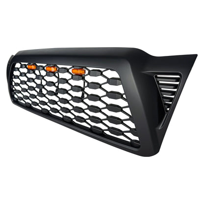 Front Mesh Grille W/ Amber Lights - Matte Black For 2005-2011 Toyota Tacoma | Amoffroad