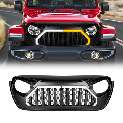 Gladiator Vader Grille W/ LED DRL and Turn Signals - Matte Black For 18+ Jeep Wrangler JL & Gladiator JT | Amoffroad