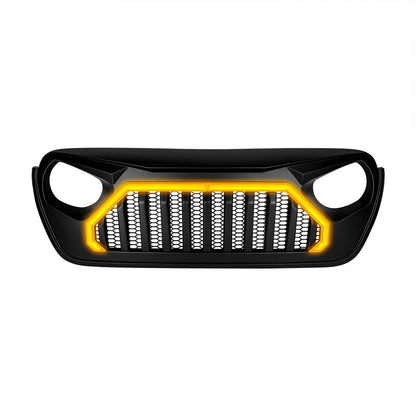 Gladiator Vader Grille W/ LED DRL and Turn Signals - Matte Black For 18+ Jeep Wrangler JL & Gladiator JT | Amoffroad