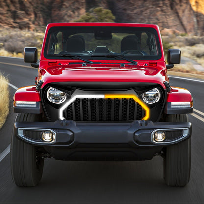 Gladiator Vader Grille W/ LED DRL and Turn Signals - Matte Black For 18+ Jeep Wrangler JL & Gladiator JT | Amoffroad