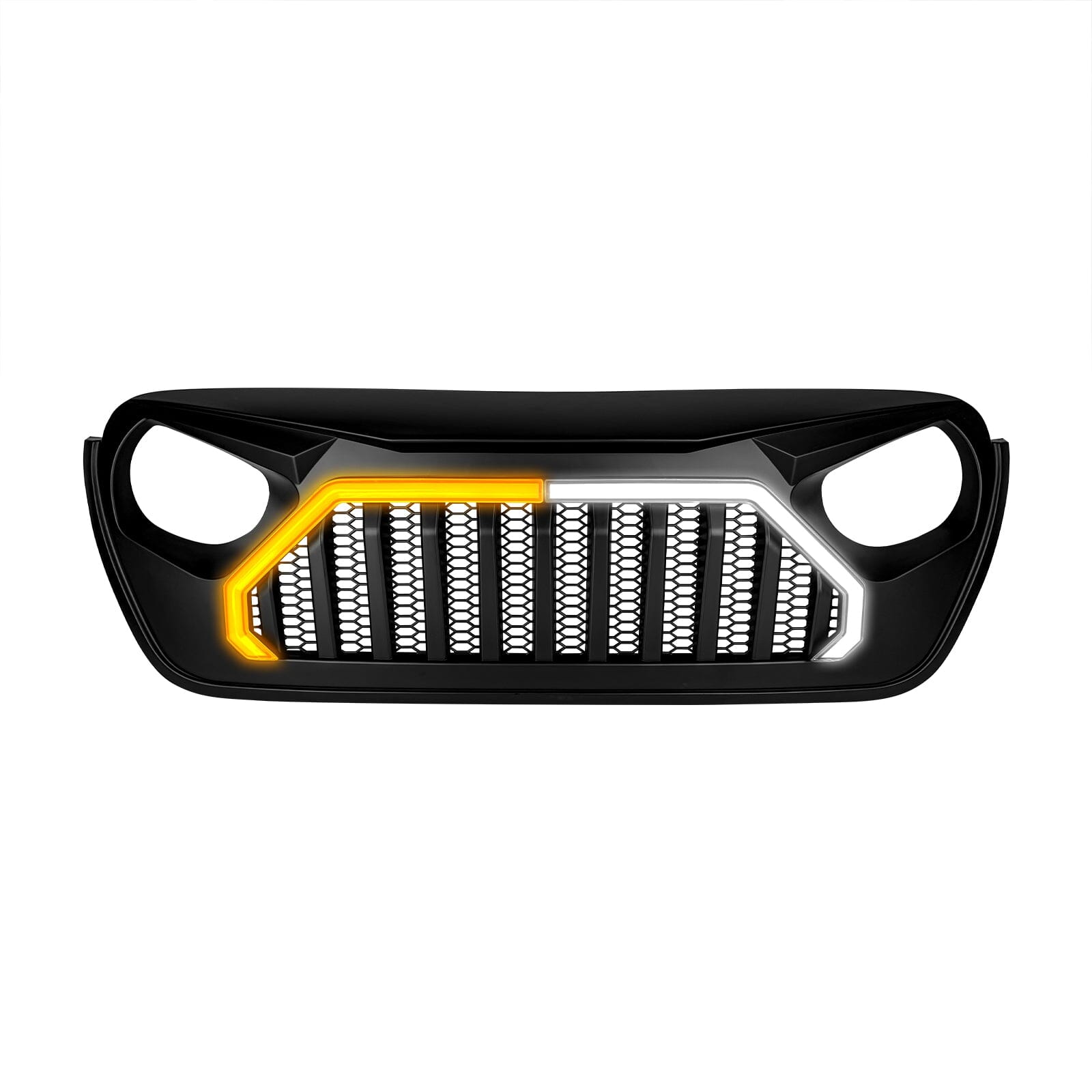Gladiator Vader Grille W/ LED DRL and Turn Signals - Matte Black For 18+ Jeep Wrangler JL & Gladiator JT | Amoffroad