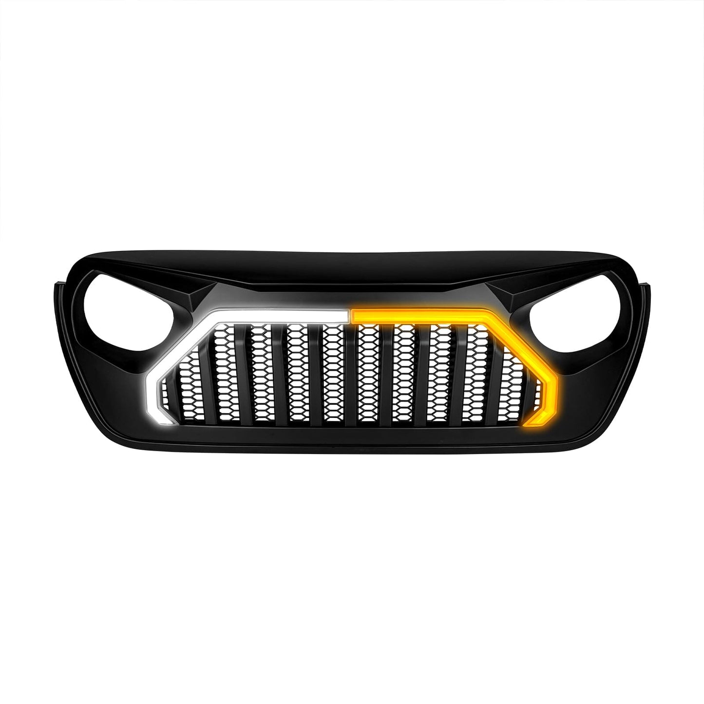 Gladiator Vader Grille W/ LED DRL and Turn Signals - Matte Black For 18+ Jeep Wrangler JL & Gladiator JT | Amoffroad