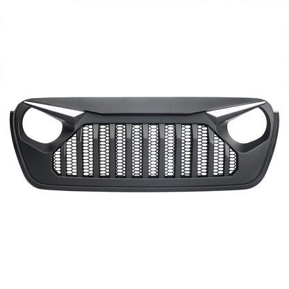 Gladiator Vader Grille W/ LED Eyebrow DRL and Turn Signals - Matte Black For 18+ Jeep Wrangler JL & Gladiator JT W/O Trailcam | Amoffroad