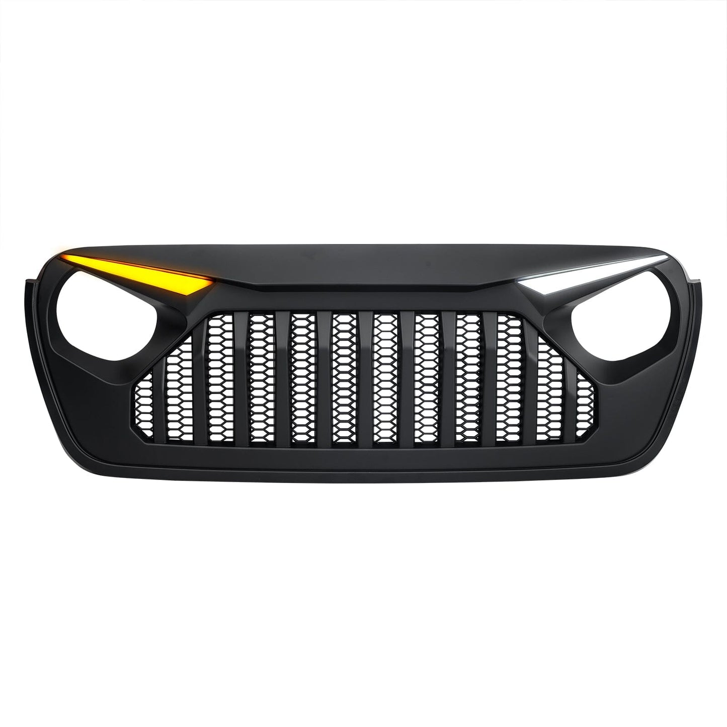 Gladiator Vader Grille W/ LED Eyebrow DRL and Turn Signals - Matte Black For 18+ Jeep Wrangler JL & Gladiator JT W/O Trailcam | Amoffroad