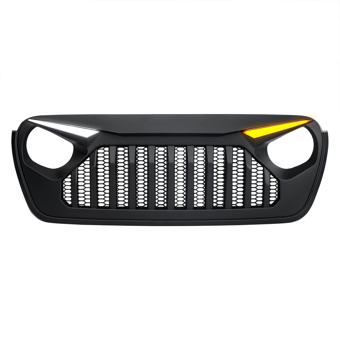 Gladiator Vader Grille W/ LED Eyebrow DRL and Turn Signals - Matte Black For 18+ Jeep Wrangler JL & Gladiator JT W/O Trailcam | Amoffroad