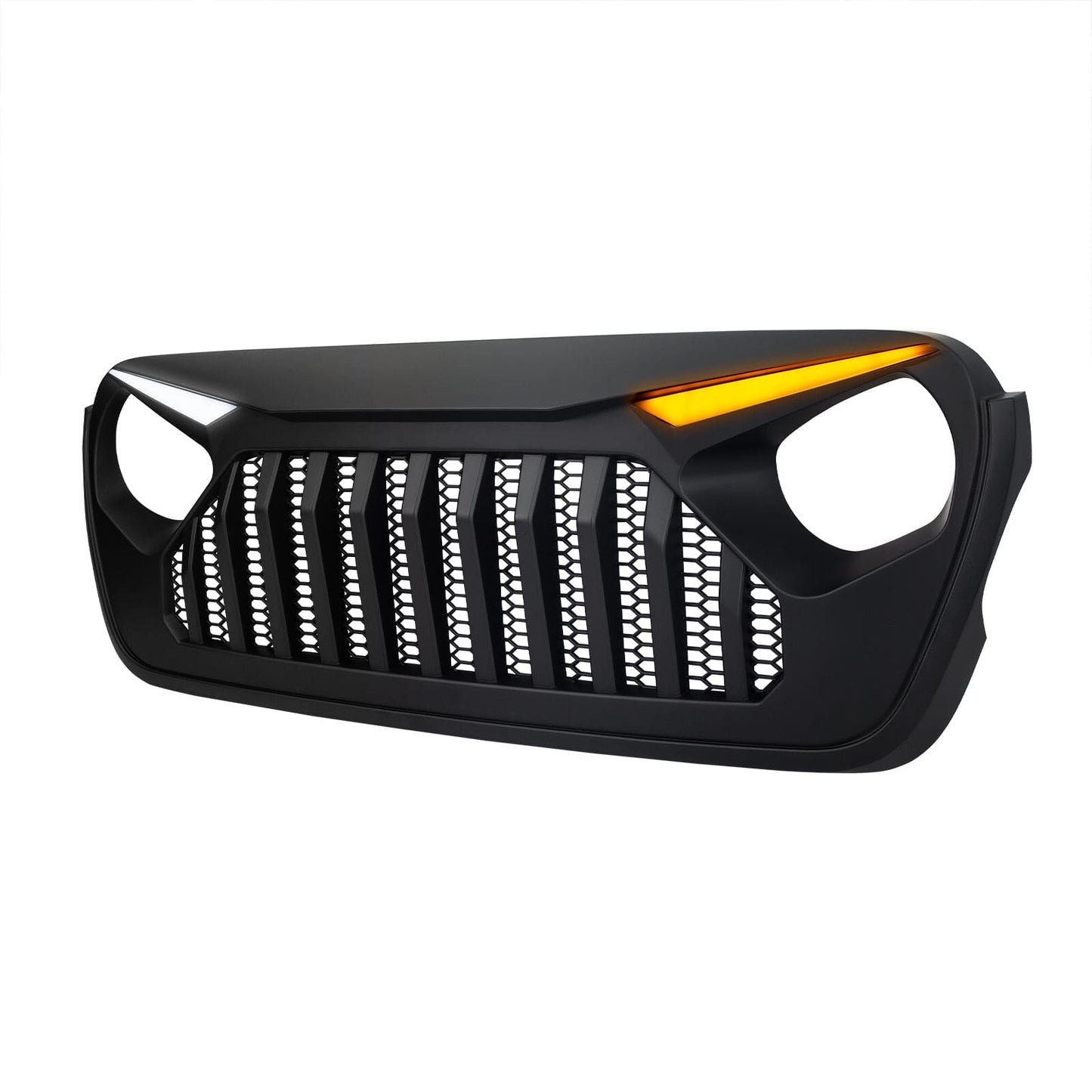 Gladiator Vader Grille W/ LED Eyebrow DRL and Turn Signals - Matte Black For 18+ Jeep Wrangler JL & Gladiator JT W/O Trailcam | Amoffroad