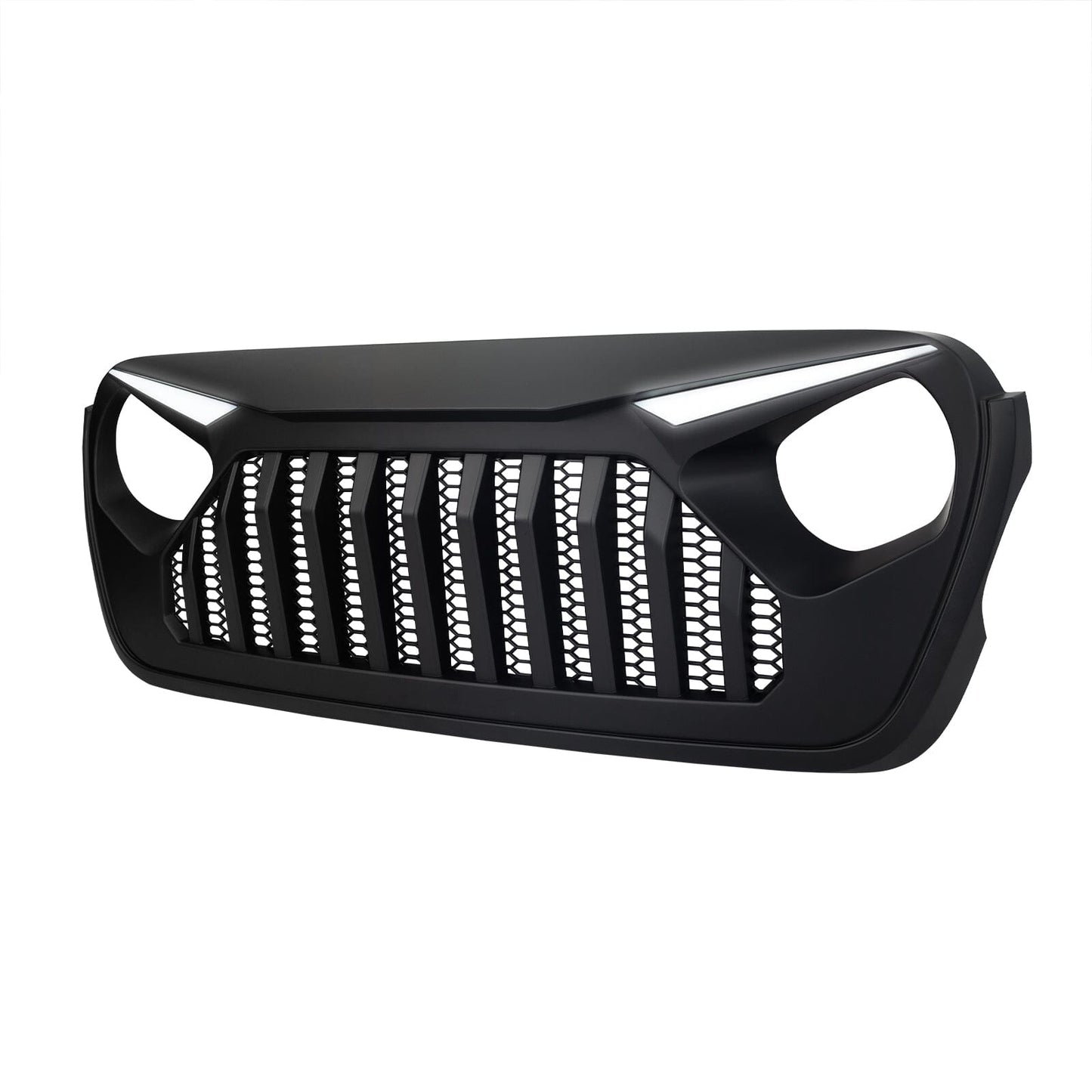Gladiator Vader Grille W/ LED Eyebrow DRL and Turn Signals - Matte Black For 18+ Jeep Wrangler JL & Gladiator JT W/O Trailcam | Amoffroad