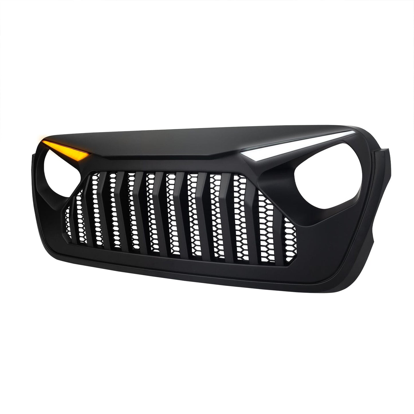 Gladiator Vader Grille W/ LED Eyebrow DRL and Turn Signals - Matte Black For 18+ Jeep Wrangler JL & Gladiator JT W/O Trailcam | Amoffroad