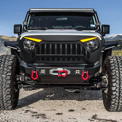 Gladiator Vader Grille W/ LED Eyebrow DRL and Turn Signals - Matte Black For 18+ Jeep Wrangler JL & Gladiator JT W/O Trailcam | Amoffroad