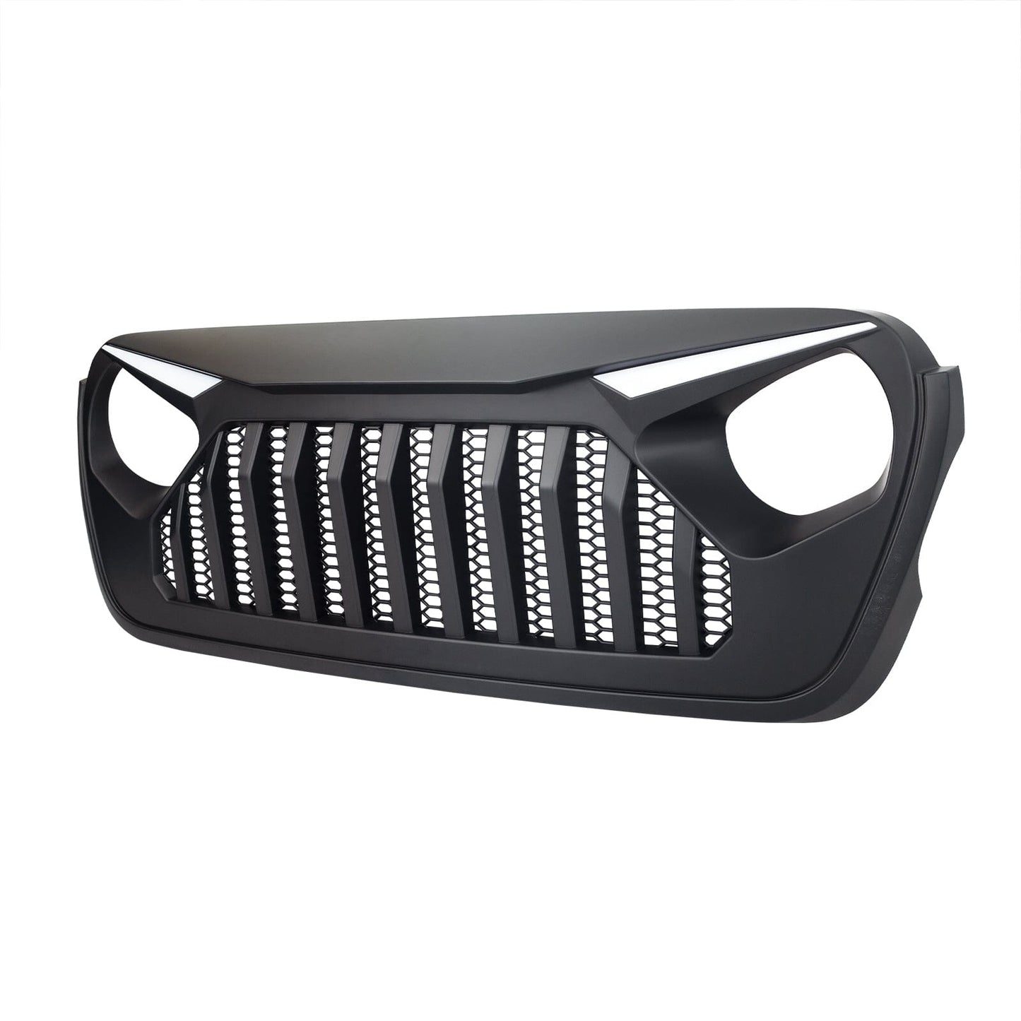 Gladiator Vader Grille W/ LED Eyebrow DRL and Turn Signals - Matte Black For 18+ Jeep Wrangler JL & Gladiator JT W/O Trailcam | Amoffroad