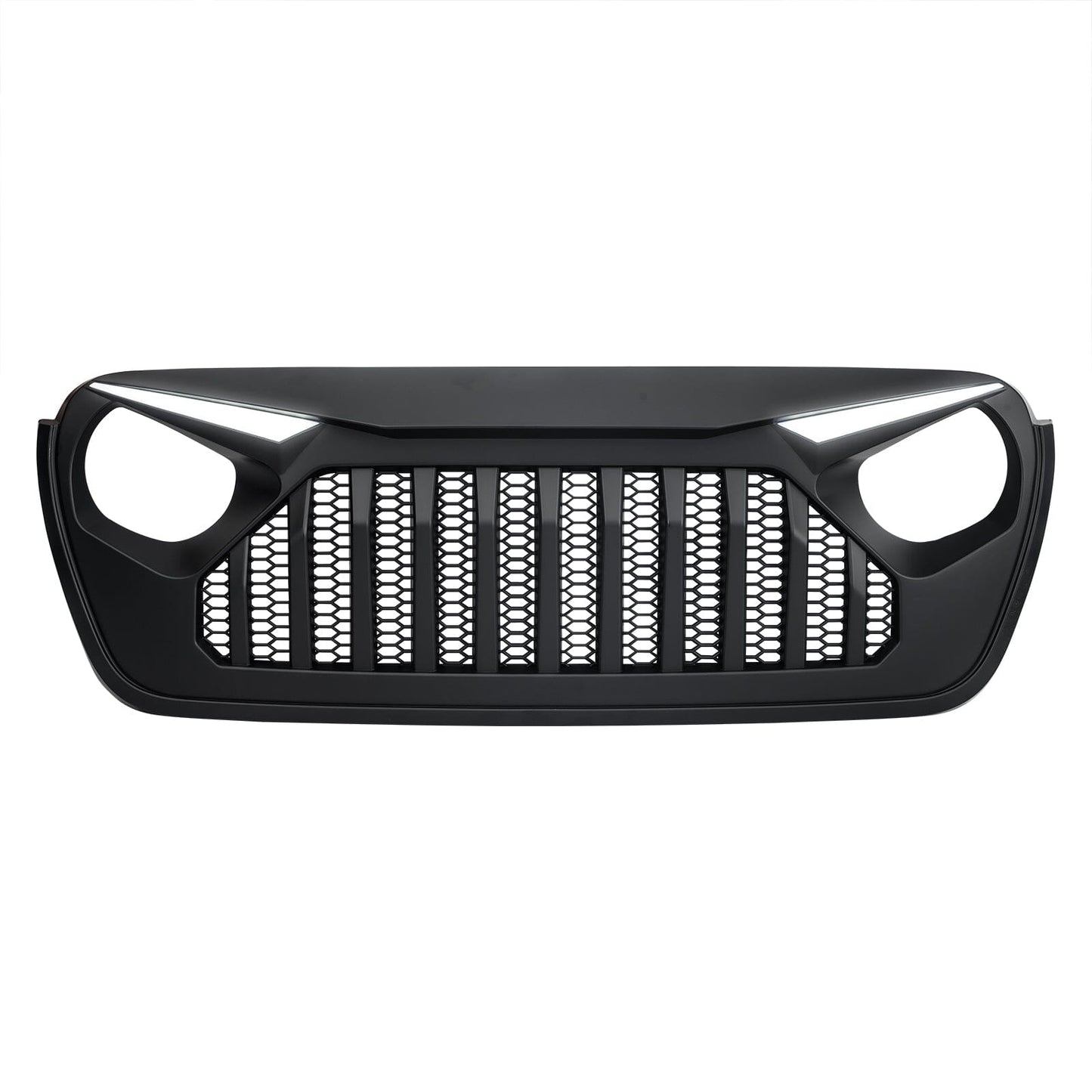 Gladiator Vader Grille W/ LED Eyebrow DRL and Turn Signals - Matte Black For 18+ Jeep Wrangler JL & Gladiator JT W/O Trailcam | Amoffroad