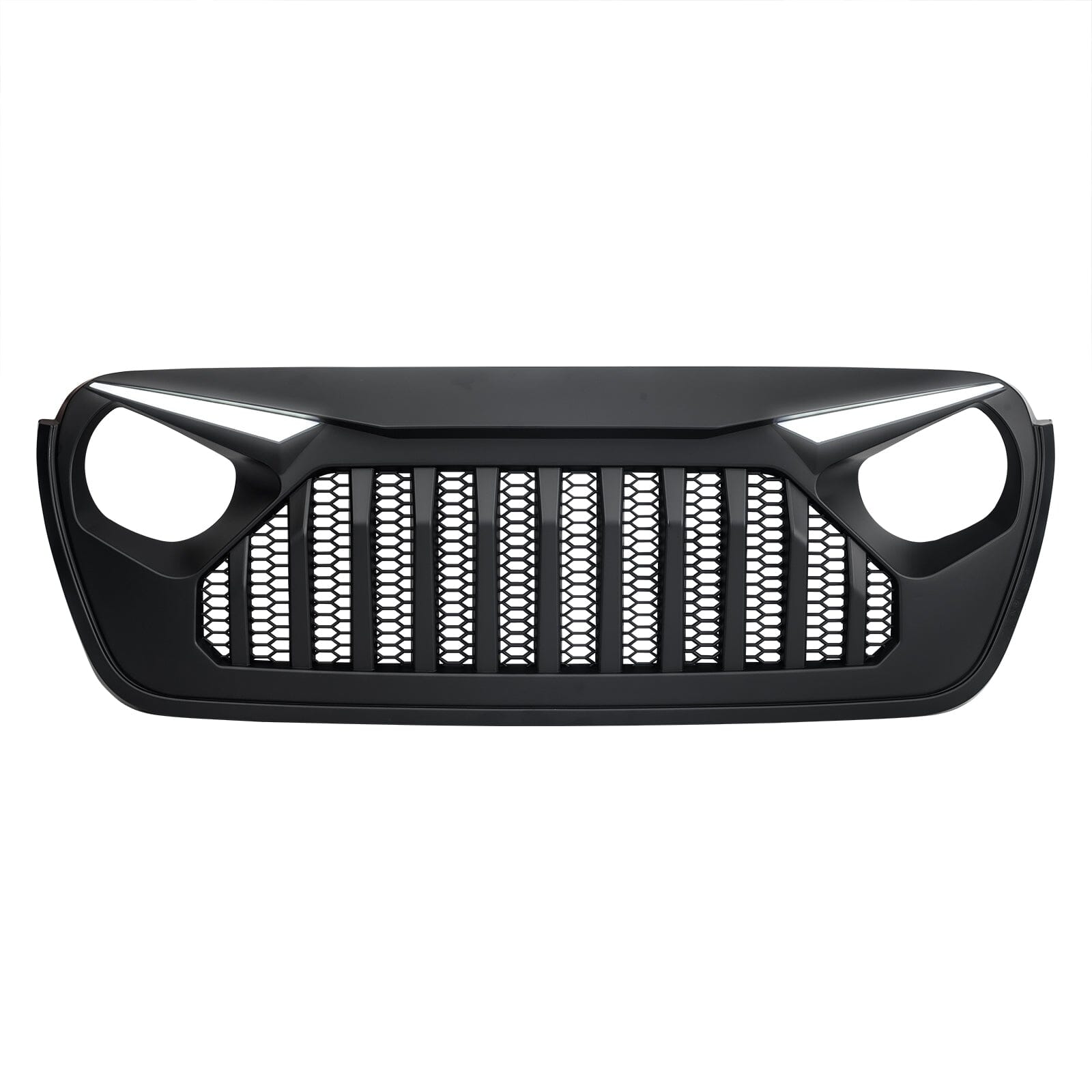 Gladiator Vader Grille W/ LED Eyebrow DRL and Turn Signals - Matte Black For 18+ Jeep Wrangler JL & Gladiator JT W/O Trailcam | Amoffroad