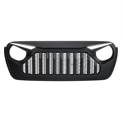 Gladiator Vader Grille W/ LED Eyebrow DRL and Turn Signals - Matte Black For 18+ Jeep Wrangler JL & Gladiator JT W/O Trailcam | Amoffroad