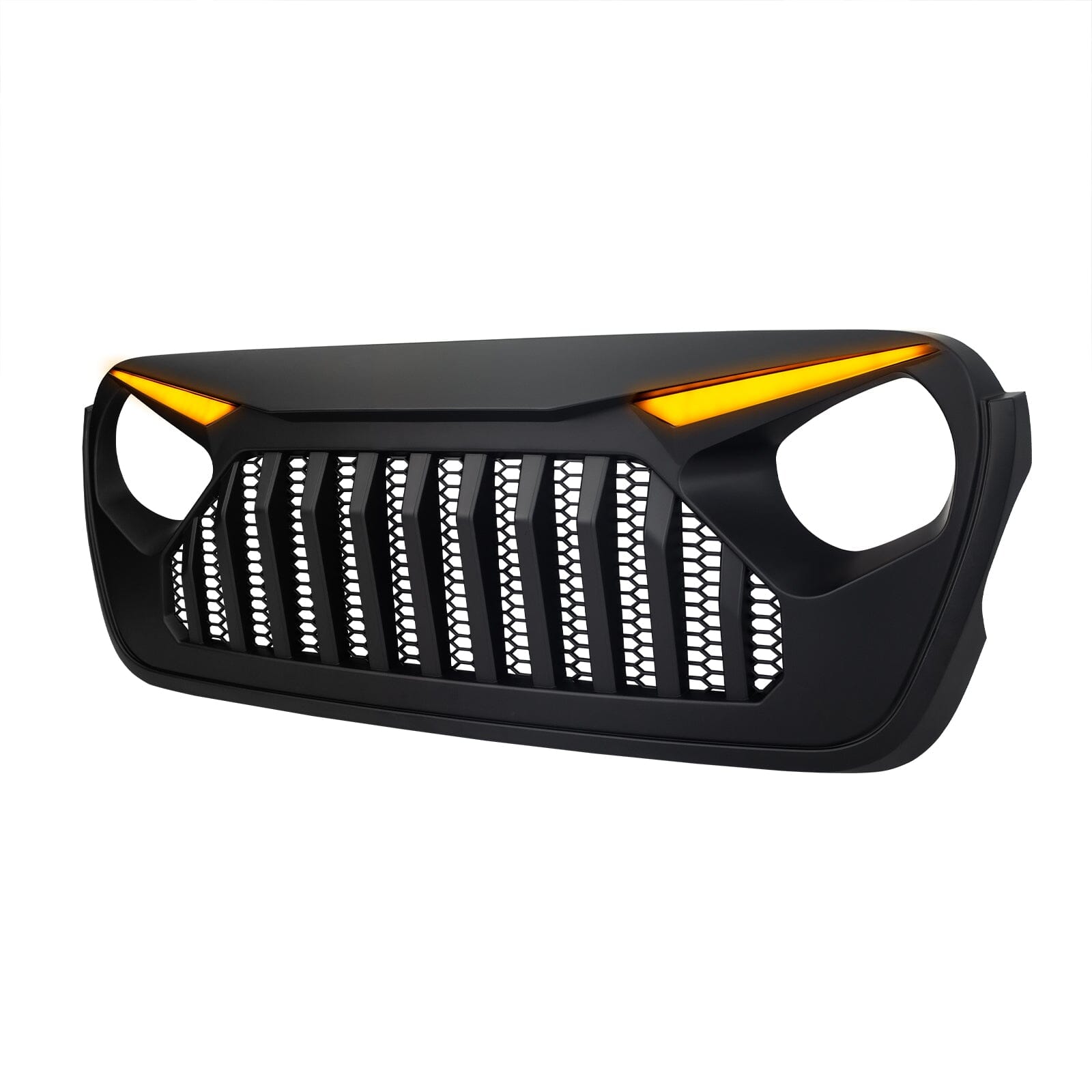 Gladiator Vader Grille W/ LED Eyebrow DRL and Turn Signals - Matte Black For 18+ Jeep Wrangler JL & Gladiator JT W/O Trailcam | Amoffroad