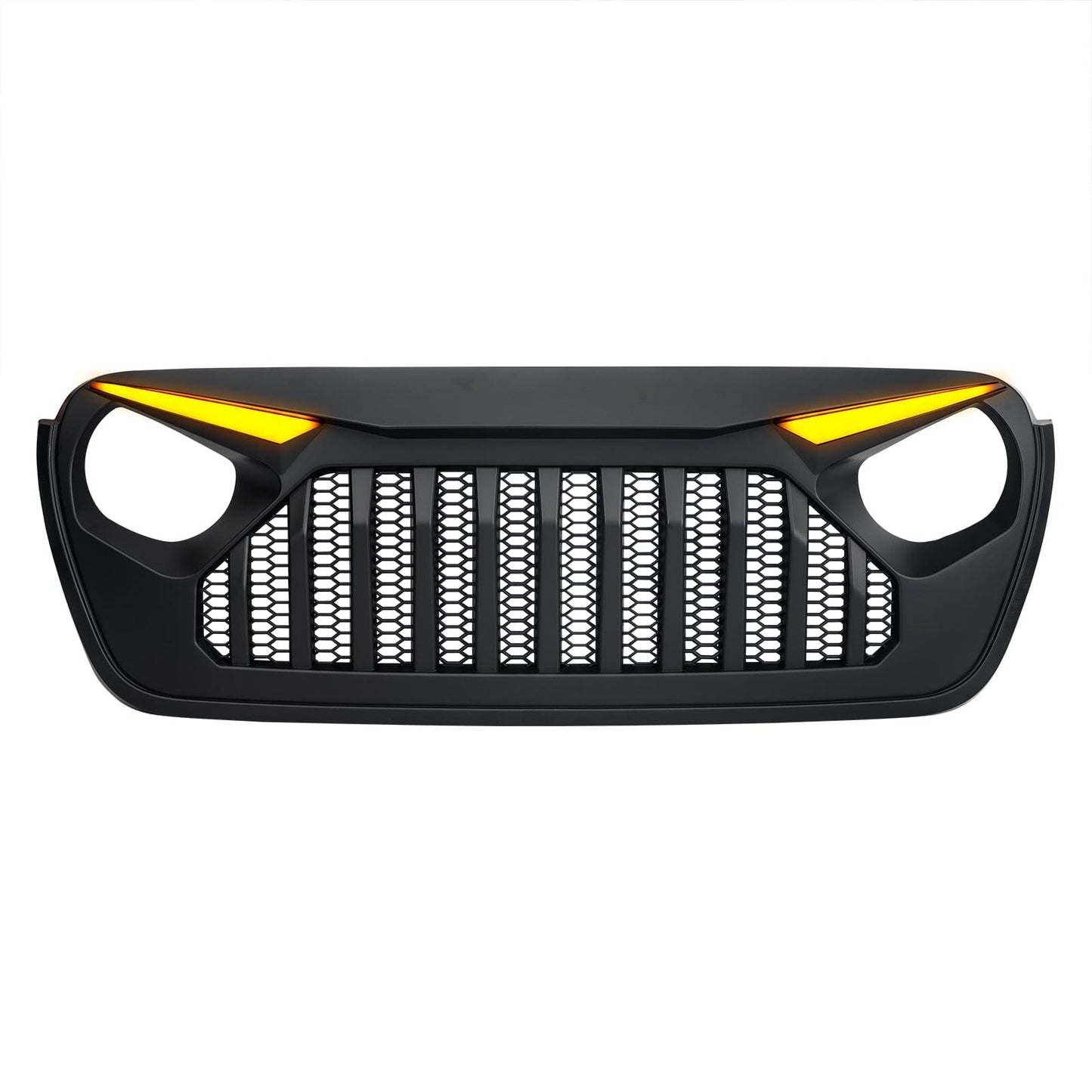 Gladiator Vader Grille W/ LED Eyebrow DRL and Turn Signals - Matte Black For 18+ Jeep Wrangler JL & Gladiator JT W/O Trailcam | Amoffroad