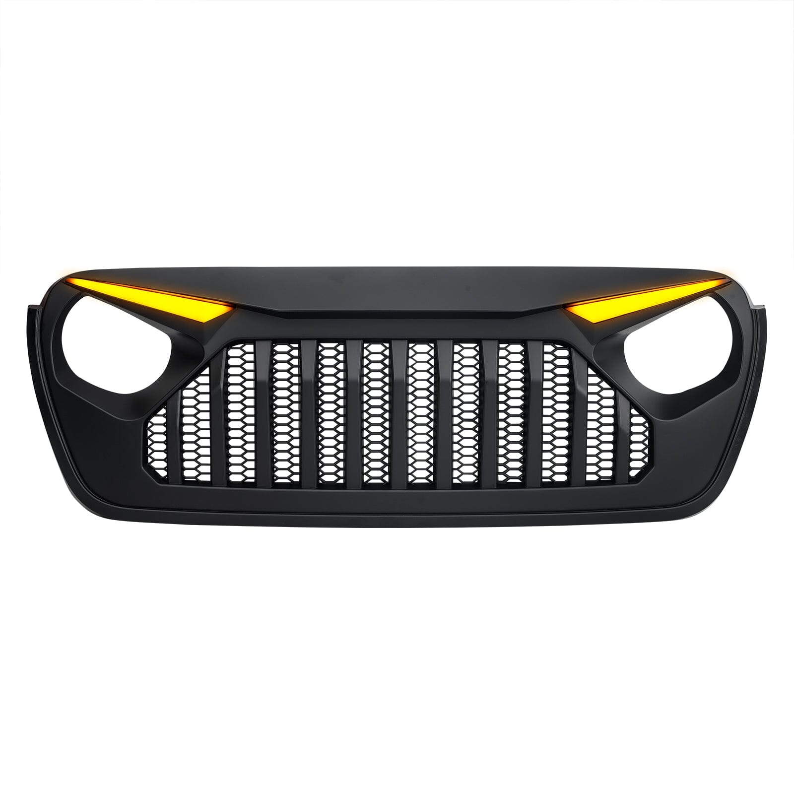 Gladiator Vader Grille W/ LED Eyebrow DRL and Turn Signals - Matte Black For 18+ Jeep Wrangler JL & Gladiator JT W/O Trailcam | Amoffroad