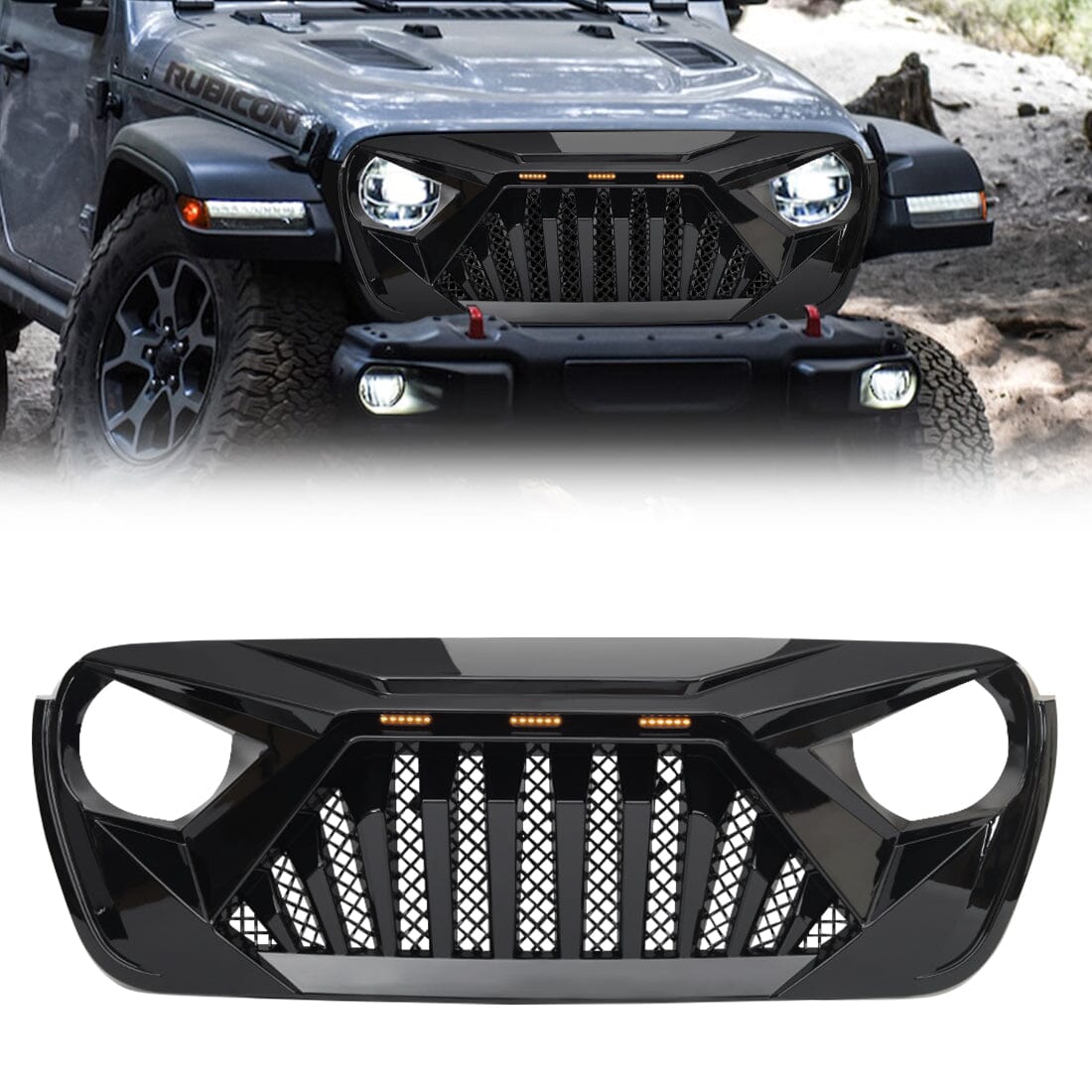 American Modified Goliath Grille W/ Amber Led Running Lights For 18-23 ...