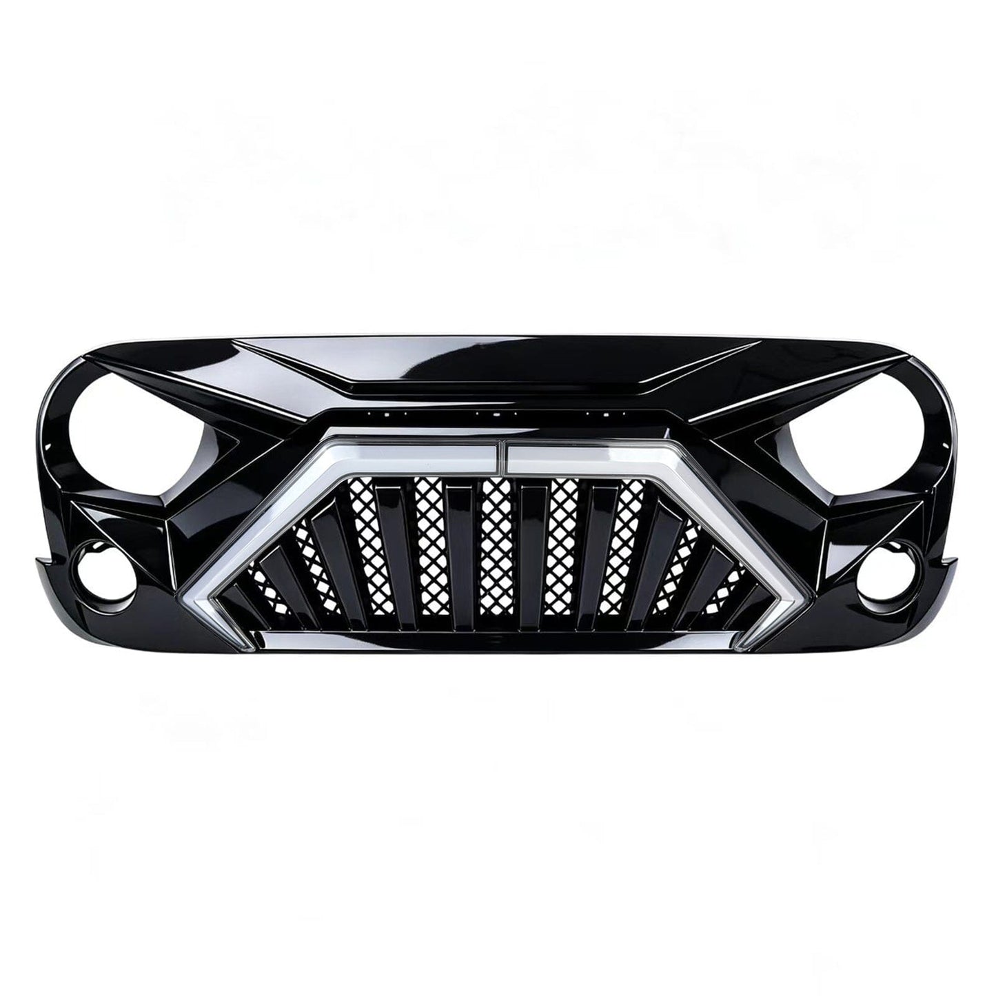 Goliath Grille W/ LED DRL and Turn Signals - Glossy Black For 07-18 Jeep Wrangler JK | Amoffroad