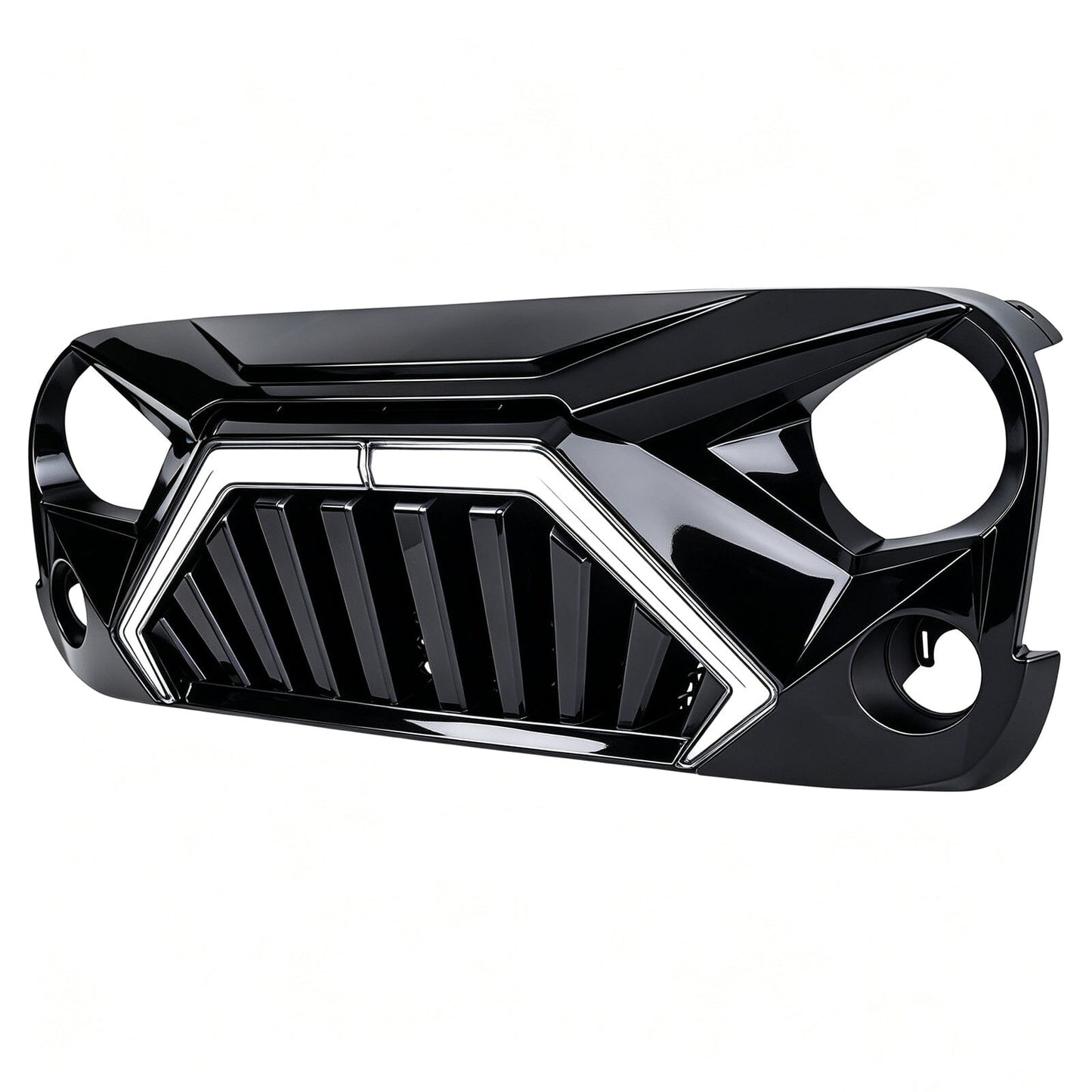Goliath Grille W/ LED DRL and Turn Signals - Glossy Black For 07-18 Jeep Wrangler JK | Amoffroad