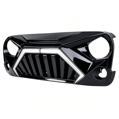 Goliath Grille W/ LED DRL and Turn Signals - Glossy Black For 07-18 Jeep Wrangler JK | Amoffroad