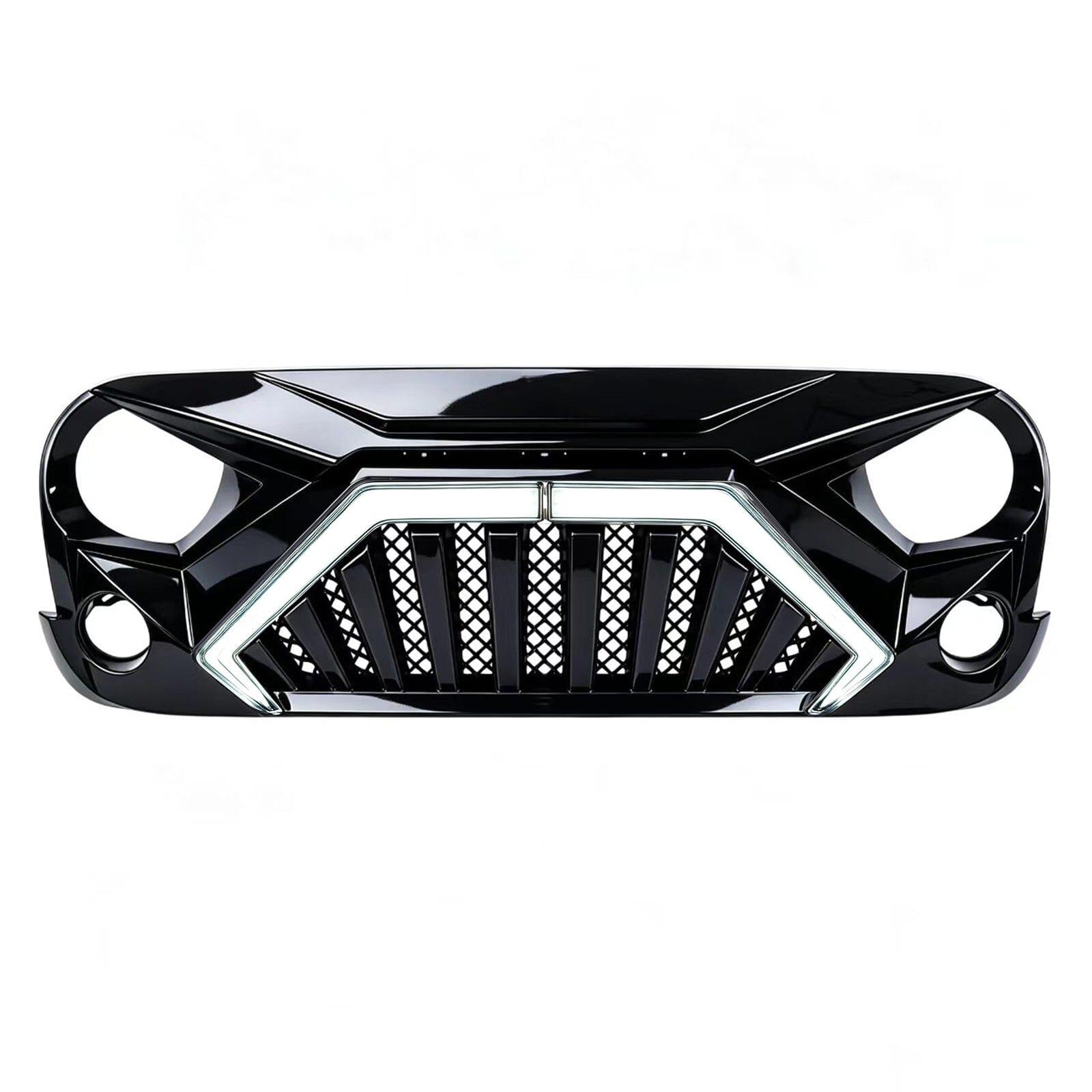 Goliath Grille W/ LED DRL and Turn Signals - Glossy Black For 07-18 Jeep Wrangler JK | Amoffroad