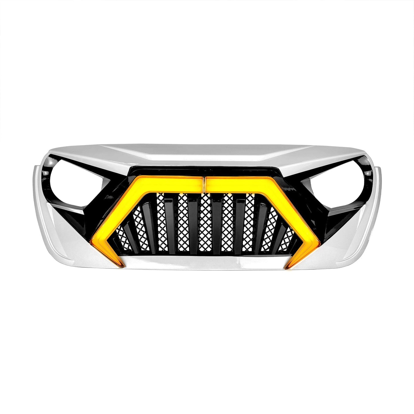 Goliath Grille W/ LED DRL and Turn Signals - White & Black For 18+ Jeep Wrangler JL & Gladiator JT | Amoffroad
