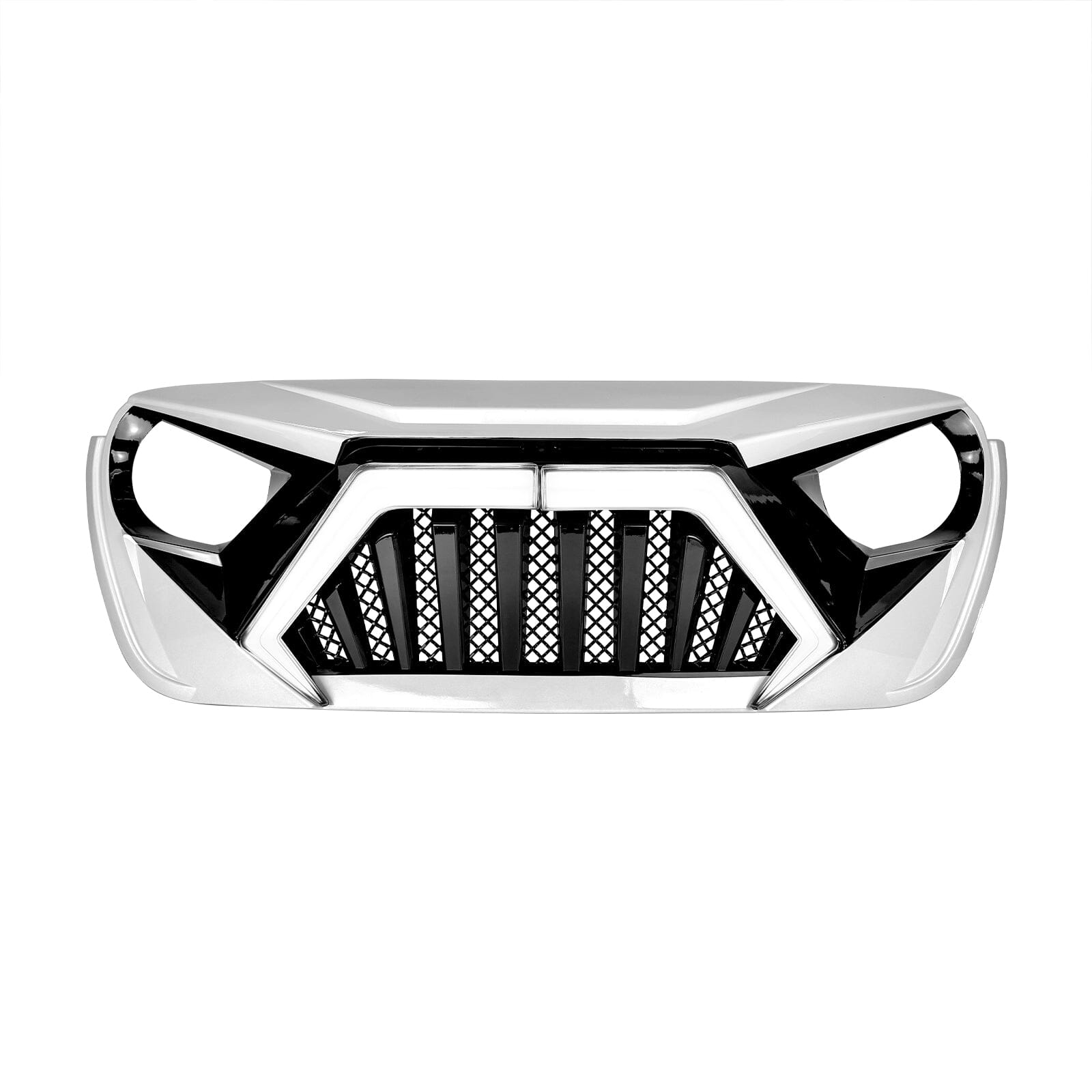 Goliath Grille W/ LED DRL and Turn Signals - White & Black For 18+