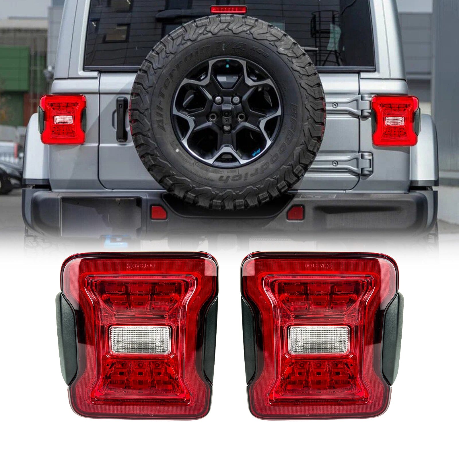 JK to JL Conversion Tail Lights - Red Lens For 07-18 Jeep Wrangler JK/ JKU(DOT Approved) | Amoffroad
