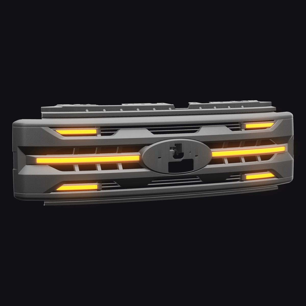 LED Armor Grille w/ DRL, Amber Lights & OEM Emblem Hole - Matte Black For 2023-2027 Ford F-250 / F-350 Super Duty XL / XLT| Amoffroad