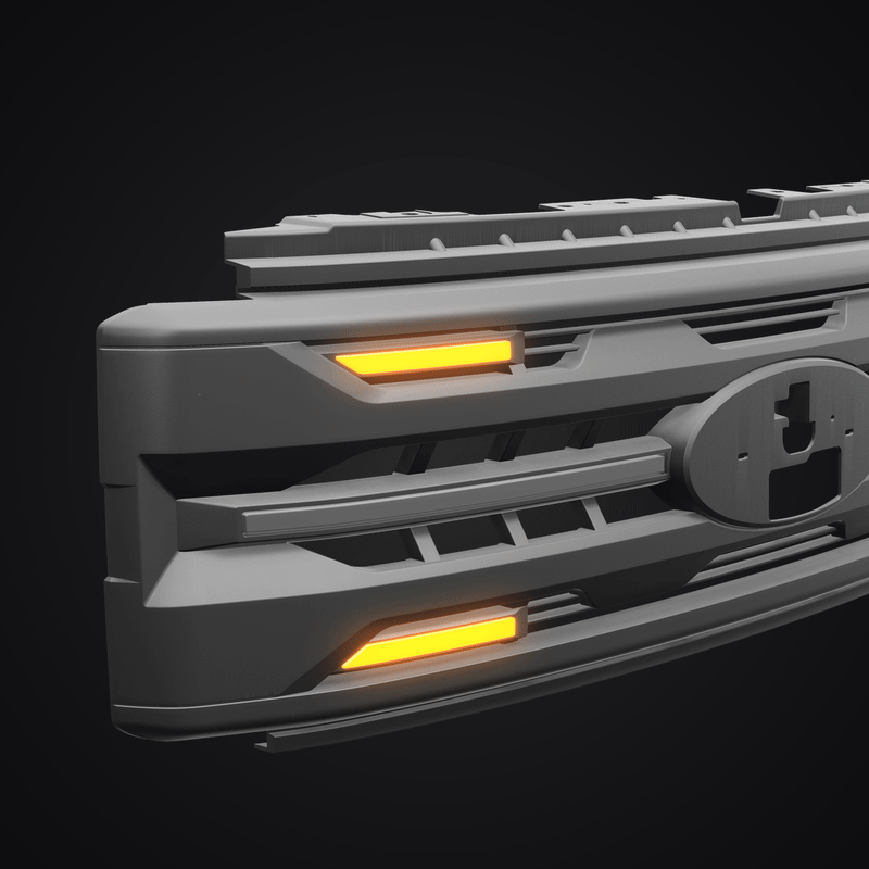 LED Armor Grille w/ DRL, Amber Lights & OEM Emblem Hole - Matte Black For 2023-2027 Ford F-250 / F-350 Super Duty XL / XLT| Amoffroad