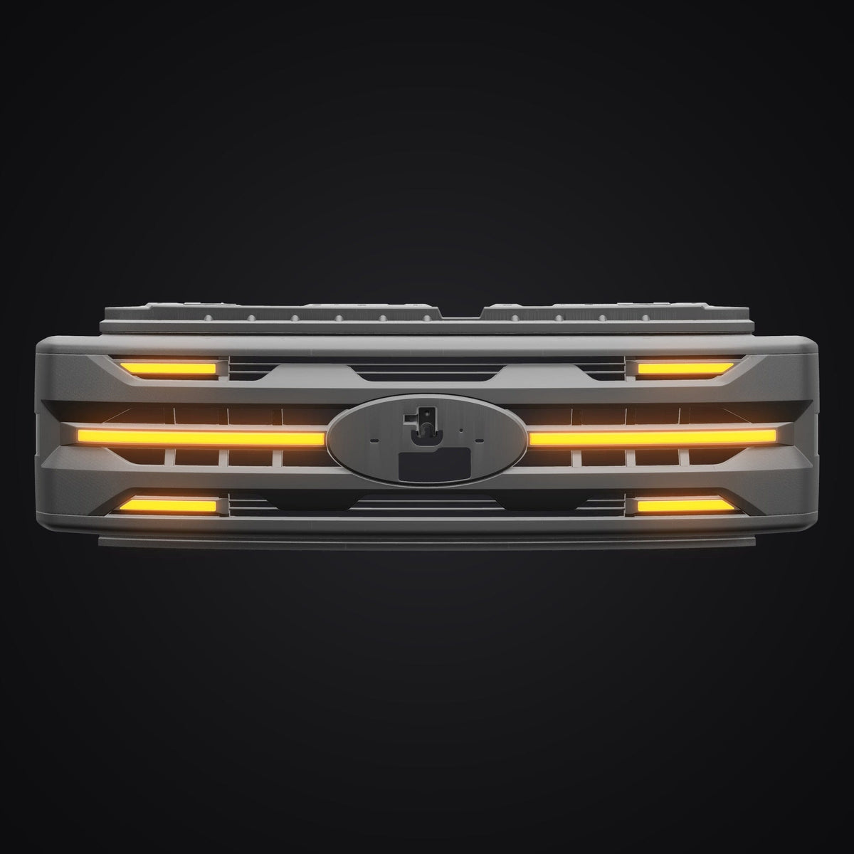 LED Armor Grille w/ DRL, Amber Lights & OEM Emblem Hole - Matte Black For 2023-2027 Ford F-250 / F-350 Super Duty XL / XLT| Amoffroad
