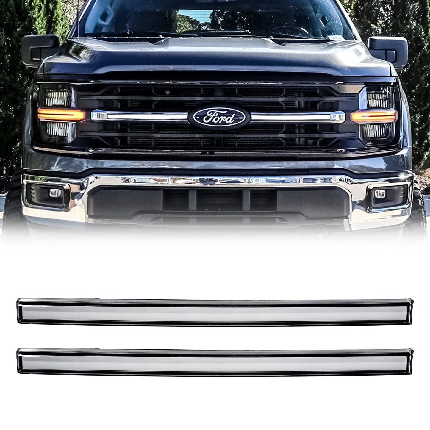 LED Grille Lights W/ Sequential Turn Signal For 2024+ Ford F150 XLT | Amoffroad