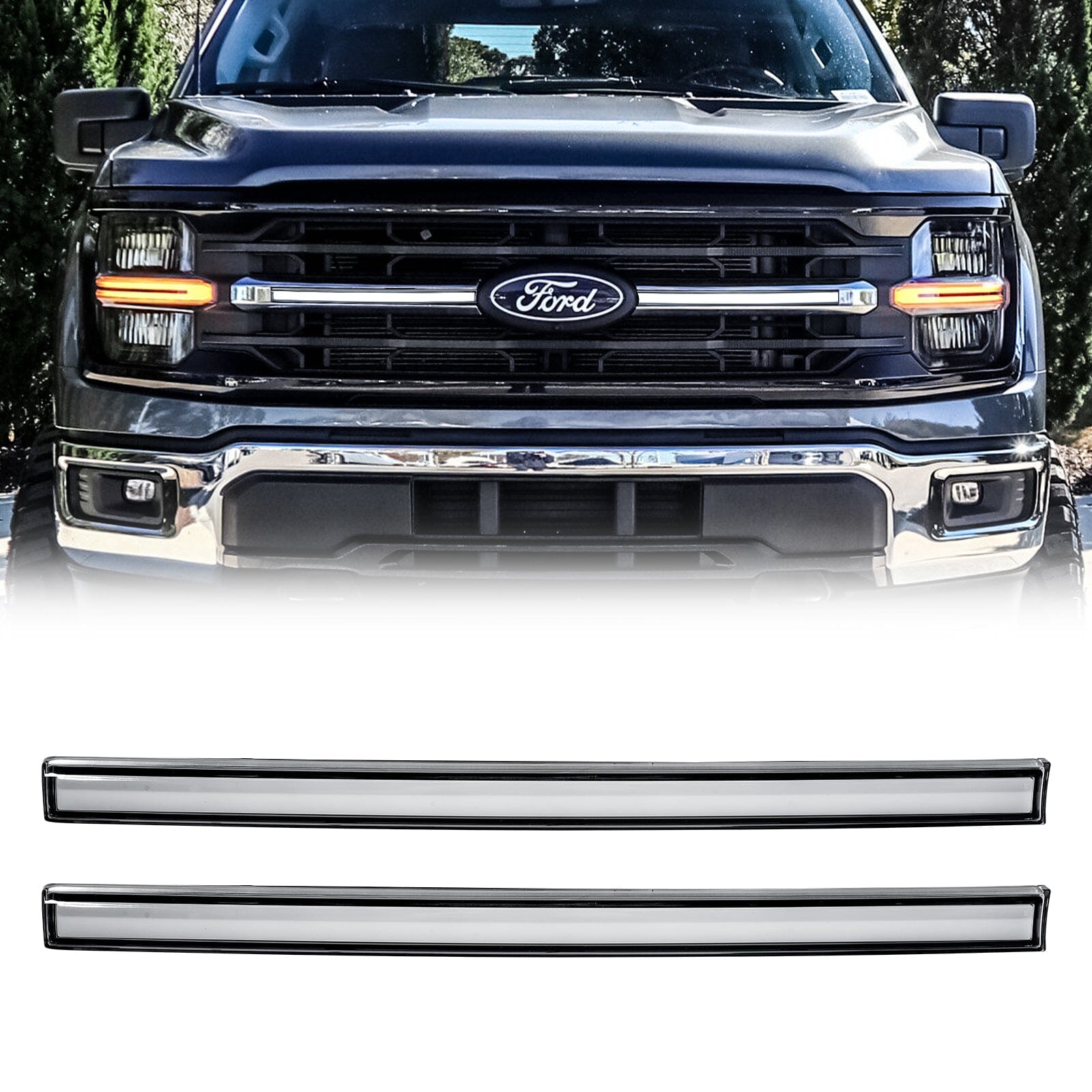 LED Grille Lights W/ Sequential Turn Signal For 2024+ Ford F150 XLT | Amoffroad