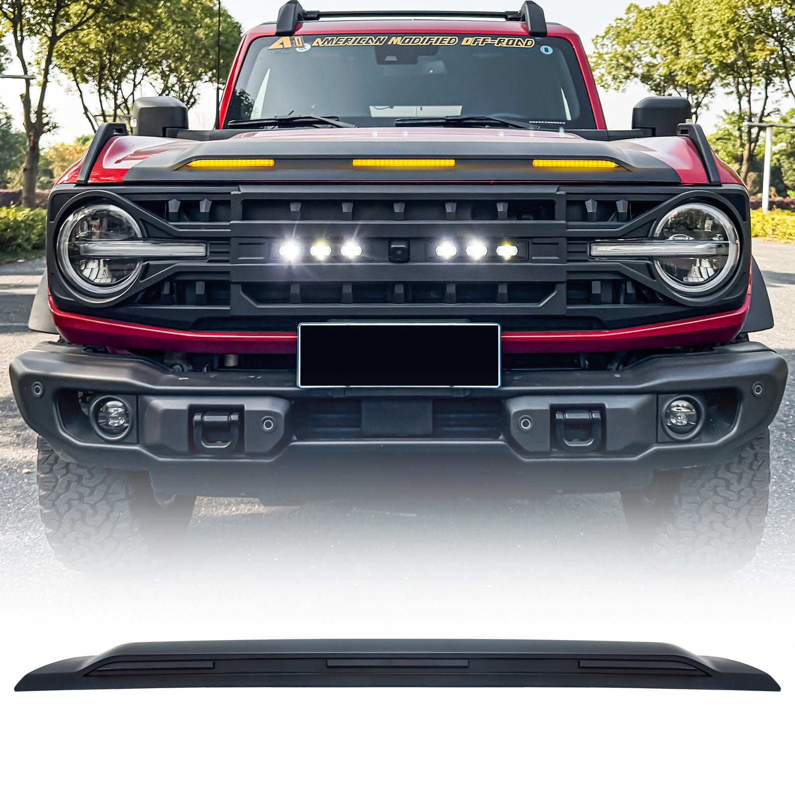 Protector Stone Guard W/ Amber LED Lights For 21+ Bronco | Amoffroad