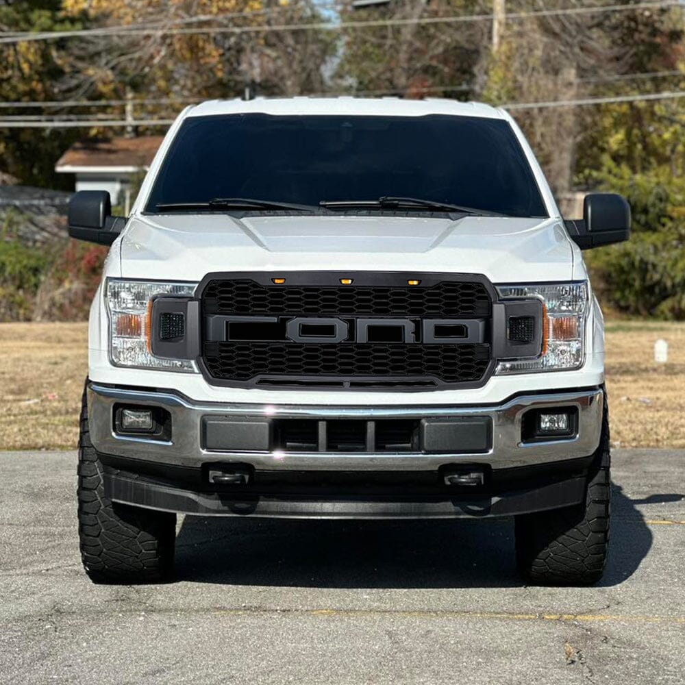 Raptor Style Honeycomb Grill W/ Amber LED & FR for 18-20 Ford F150 | Amoffroad