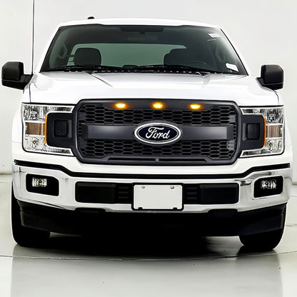 Raptor Style Mesh Grille W/ Amber Lights & Emblem Base For 2018-2020 Ford F150|Amoffroad