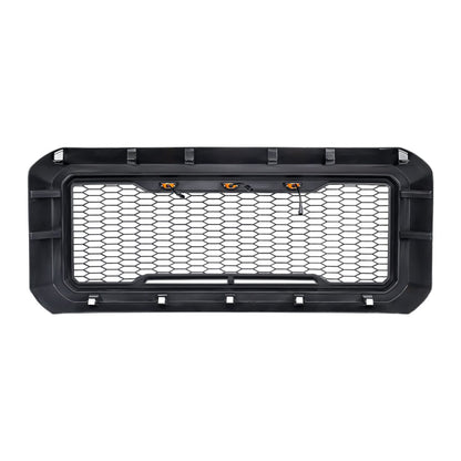 Raptor Style Mesh Grille W/ Amber Lights - Glossy Black For 2011-2016 Ford F250/350/450/550 Super Duty| Amoffroad