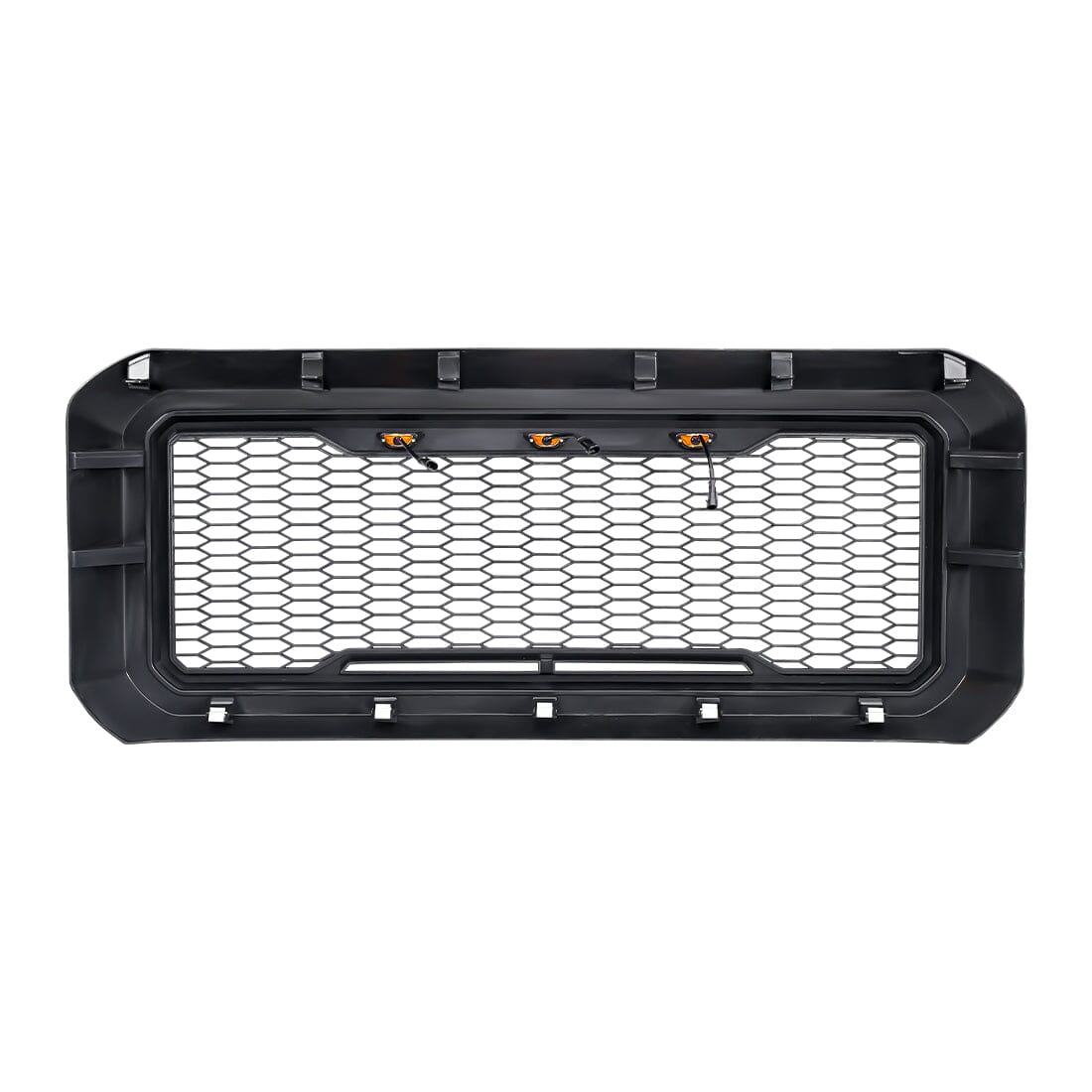 Raptor Style Mesh Grille W/ Amber Lights - Matte Black For 2011-2016 Ford F250/350/450/550 Super Duty|Amoffroad