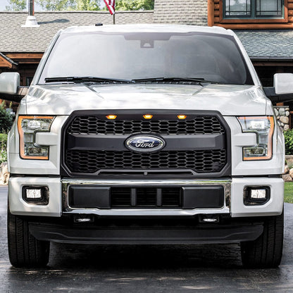 Raptor Style Mesh Grille W/Amber Lights & Labeled bracket For 2015-2017 Ford F150 | Amoffroad