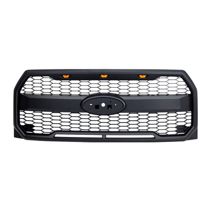 Raptor Style Mesh Grille W/Amber Lights & Labeled bracket For 2015-2017 Ford F150 | Amoffroad