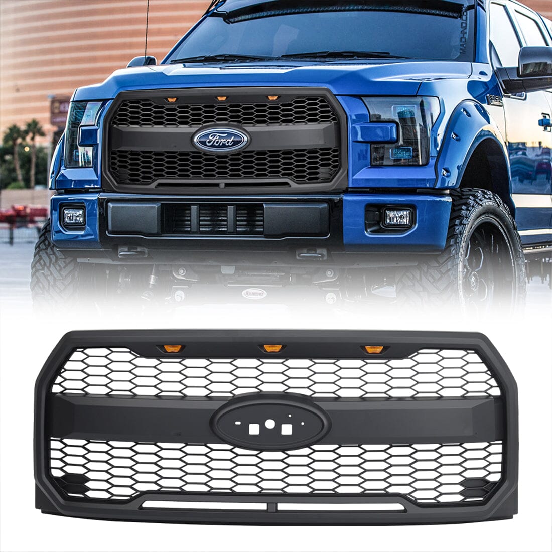 American Modified Raptor Style Mesh Grille W/Drl & Turn Signal Lights ...