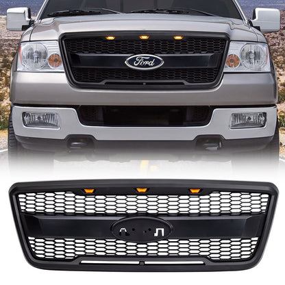 Raptor Style Mesh Grille W/Drl & Turn Signal Lights Labeled Brackets For 2004-2008 Ford F150| Amoffroad