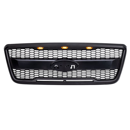 Raptor Style Mesh Grille W/Drl & Turn Signal Lights Labeled Brackets For 2004-2008 Ford F150| Amoffroad