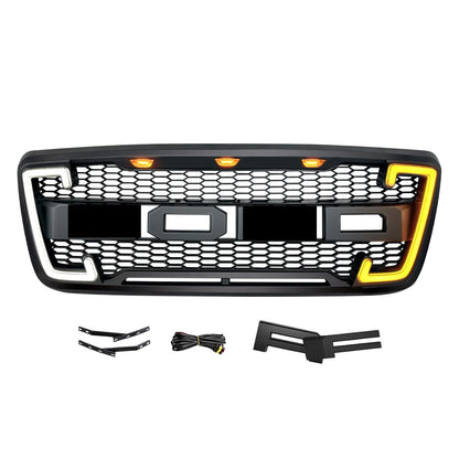 Raptor Style Mesh Grille W/DRL FR & Turn Signal Lights For 2004-2008 Ford F150| Amoffroad
