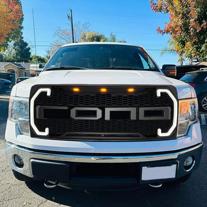 Raptor Style Mesh Grille W/DRL FR & Turn Signal Lights For 2009-2014 Ford F150