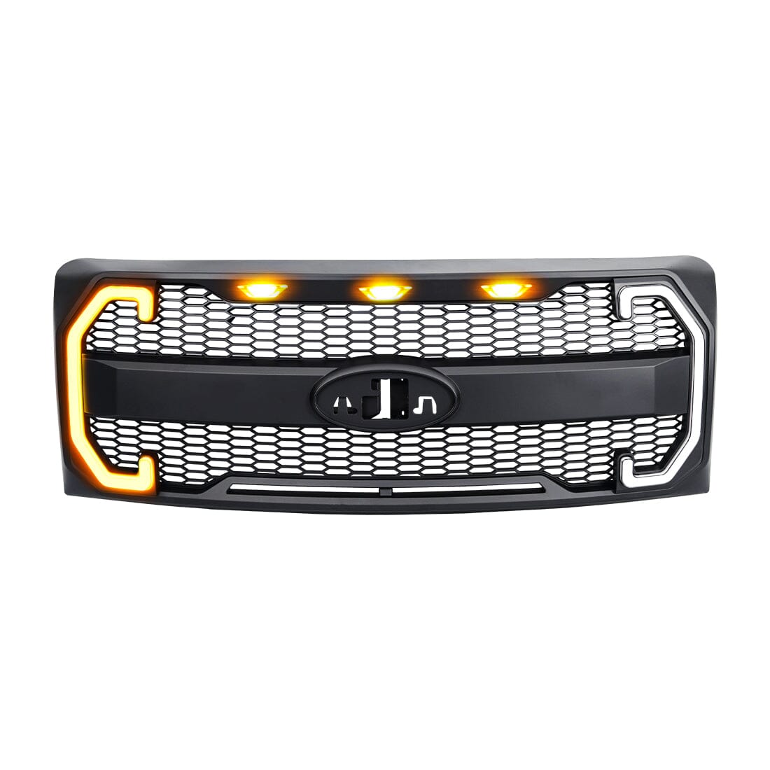 Raptor Style Mesh Grille W/Drl & Turn Signal Lights Emblem Base For 2009-2014 Ford F150|Amoffroad