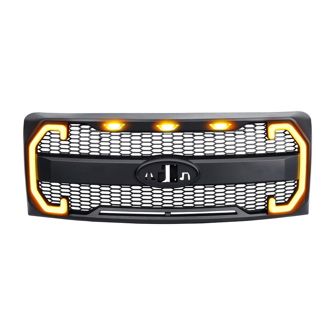 Raptor Style Mesh Grille W/Drl & Turn Signal Lights Emblem Base For 2009-2014 Ford F150|Amoffroad