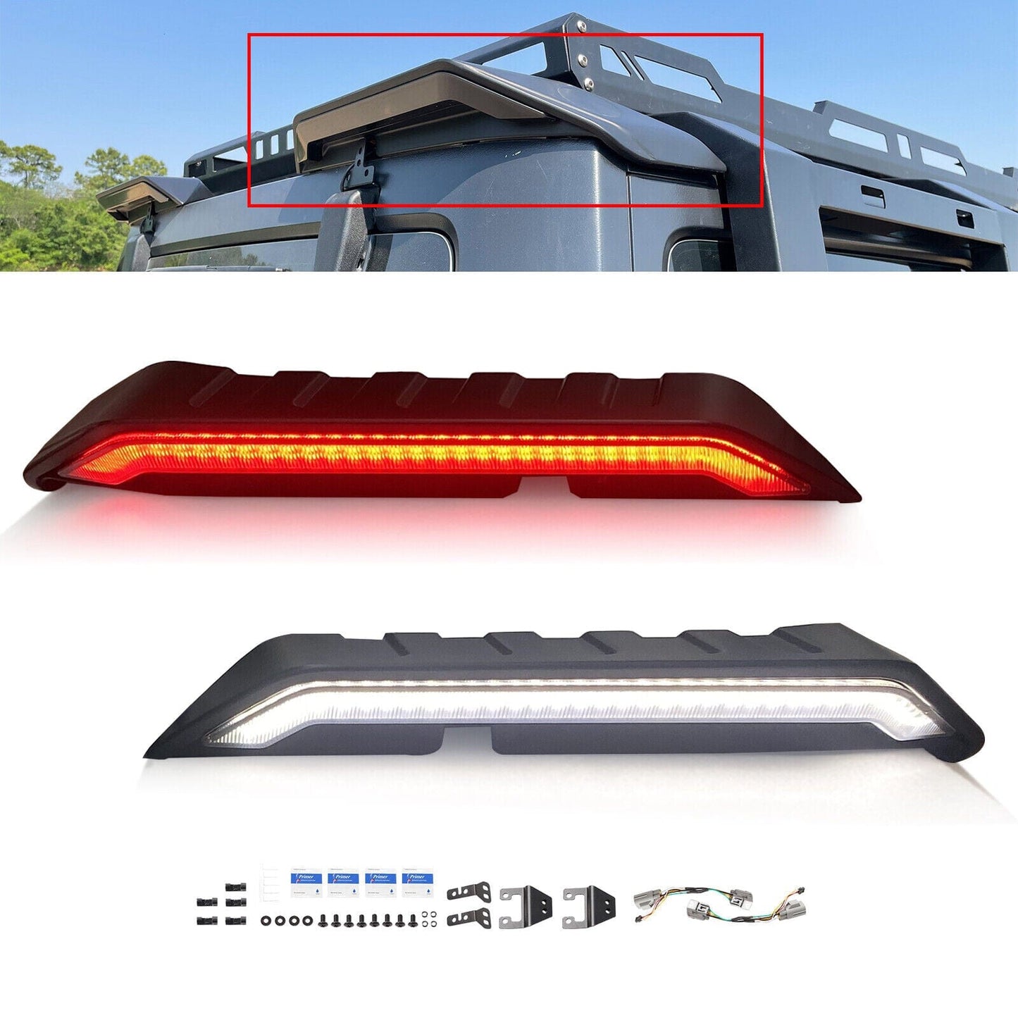 Rear Roof Spoiler Wing W/ LED Light For 2007-2018  Jeep Wrangler JK