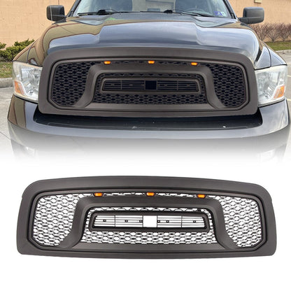 Rebel Style Front Grille W/Amber Led Lights For 2009-2013 Dodge Ram 1500| Amoffroad